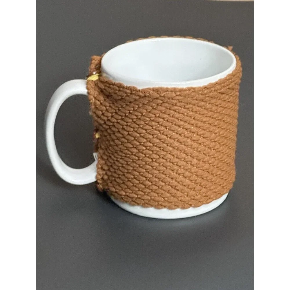 Pier One Owl Coffee Mug‎ with Knit Cozy Brown White Ceramic Bird Cup